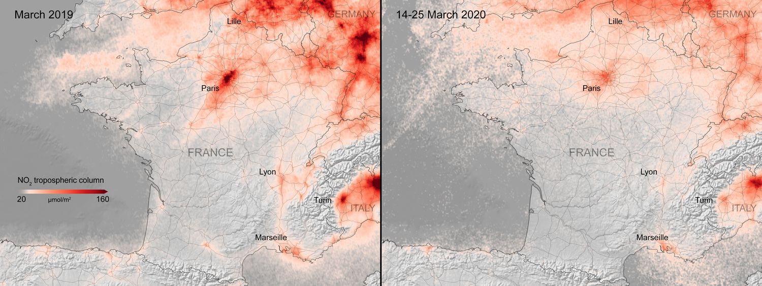 Parálisis en Europa por COVID19 ocasiona mayor caída de contaminación