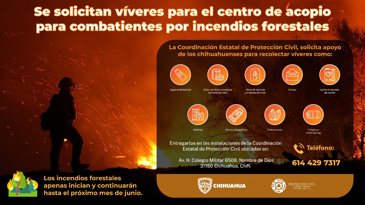 Solicitan víveres para brigadistas que combaten incendios forestales