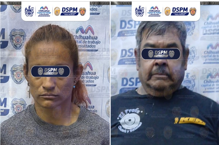 Municipales aseguran a pareja con aparente cristal y arma