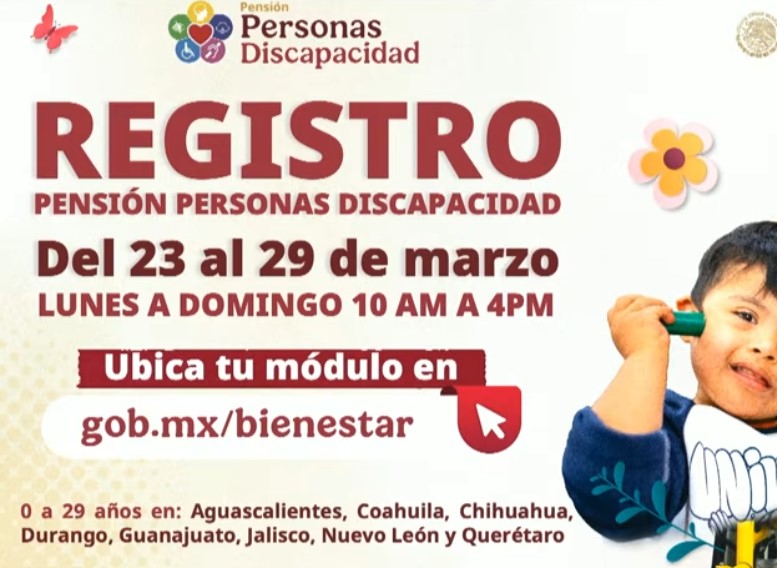 ¿Cuándo inicia el registro de Pensión Bienestar para personas con discapacidad?