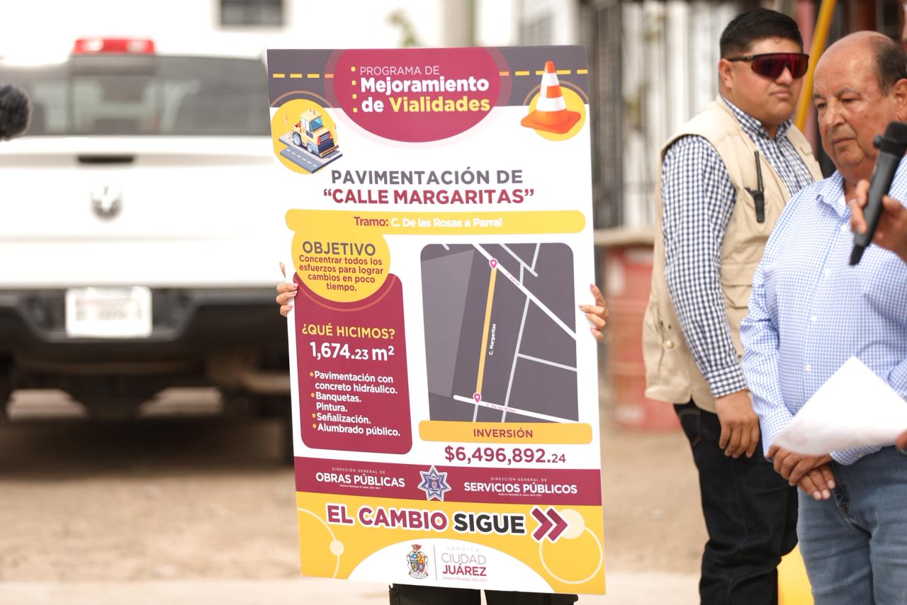 Entregan pavimentación de la calle Margaritas con el programa de Mejoramiento de Vialidades