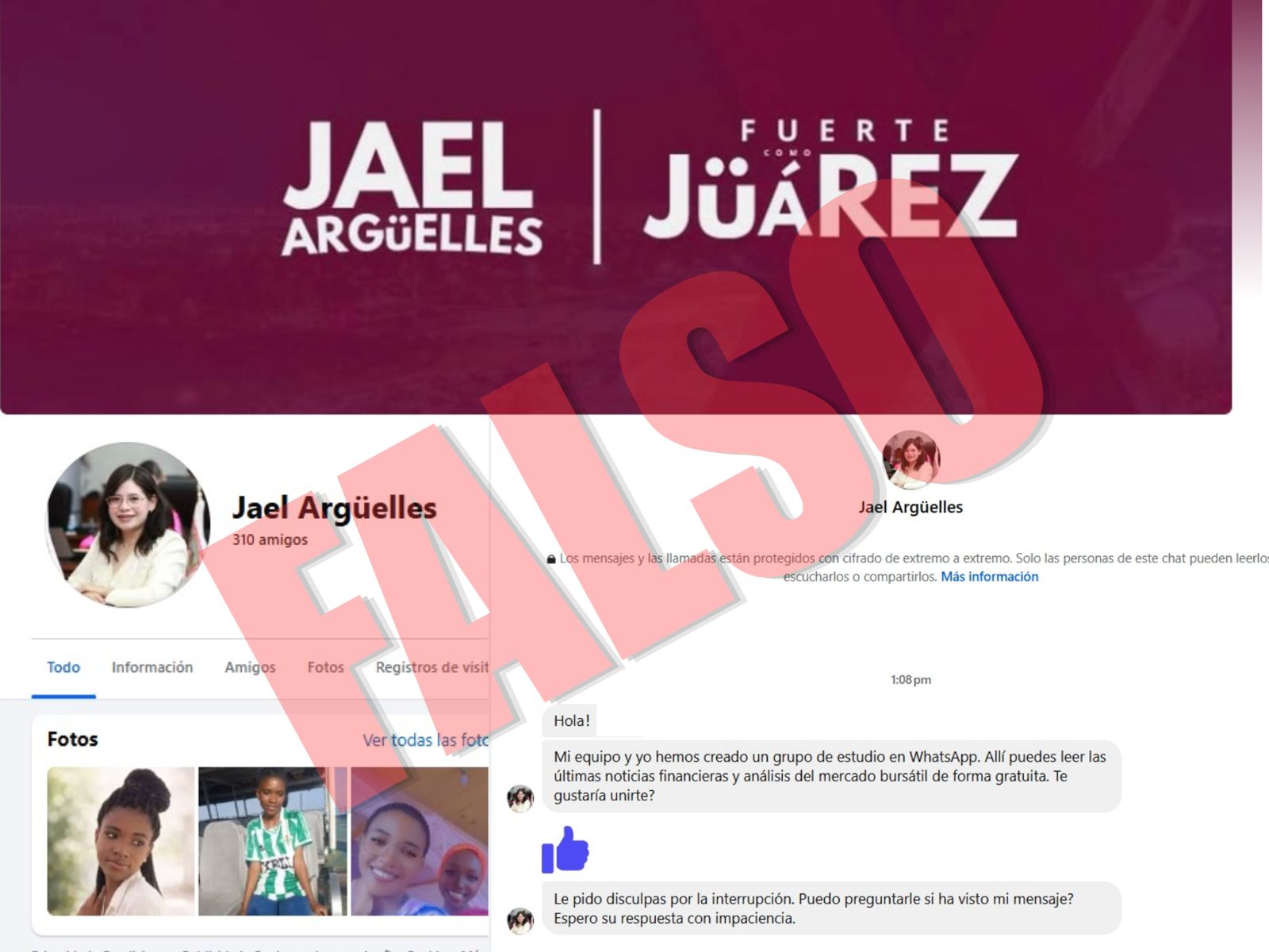 Alertan sobre perfil falso de diputada