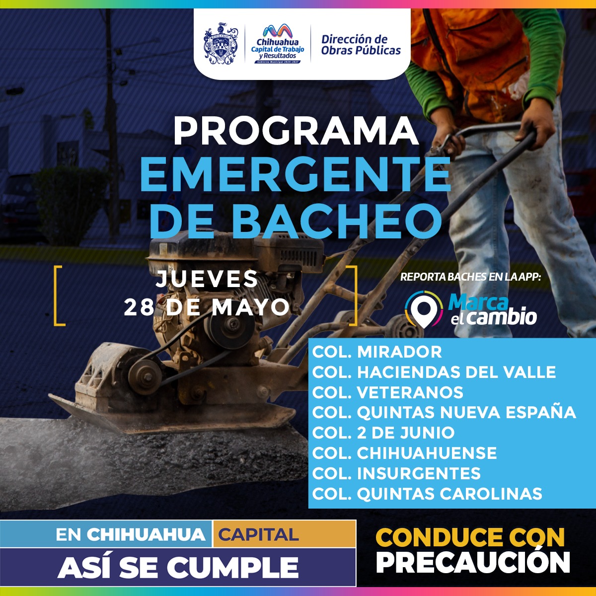 Atenderá Municipio ocho zonas con bacheo este jueves