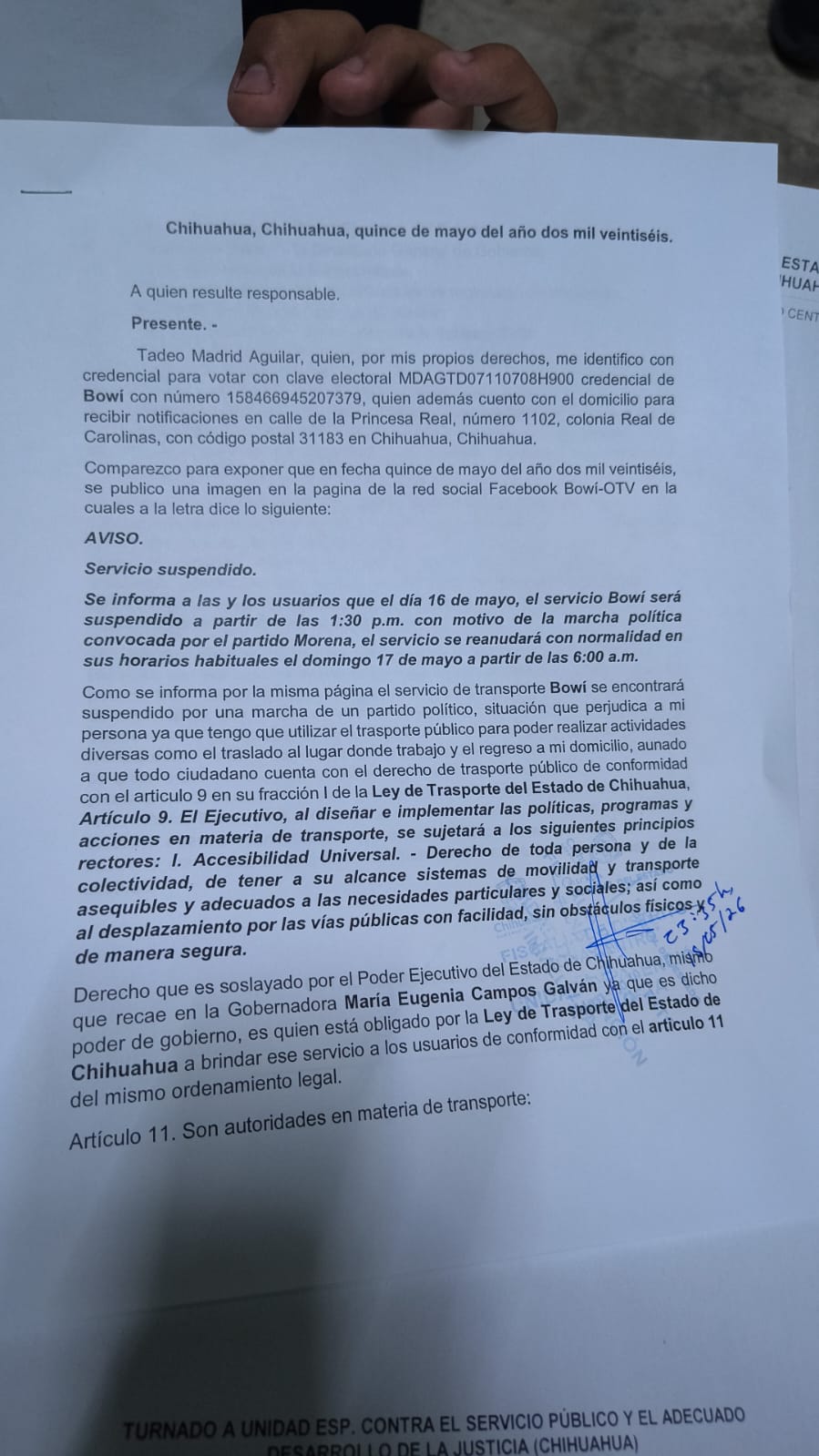 Estudiantes interponen denuncia en la fiscalía por suspensión del transporte público