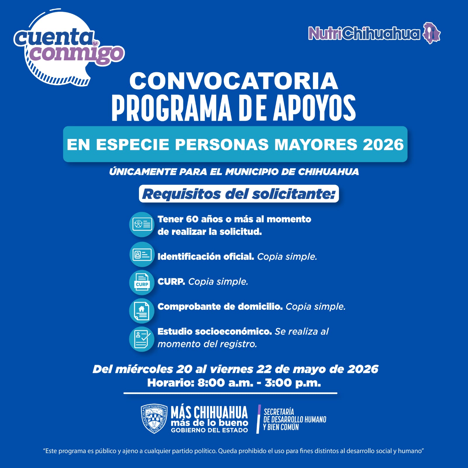 Arranca recepción de solicitudes de apoyo en especie para adultos mayores