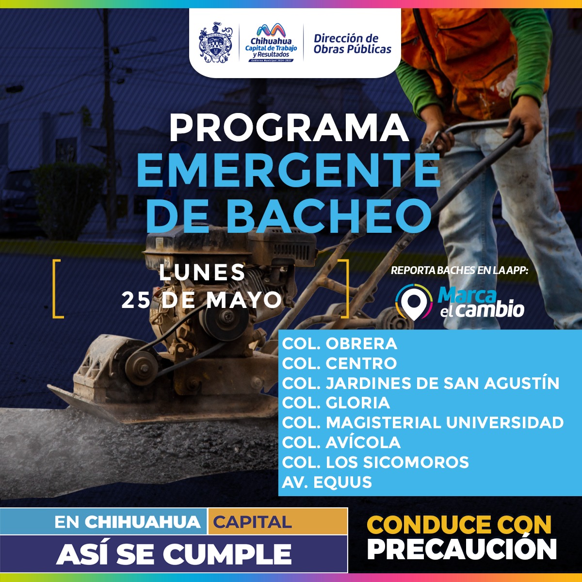 Bacheará Municipio ocho colonias este lunes
