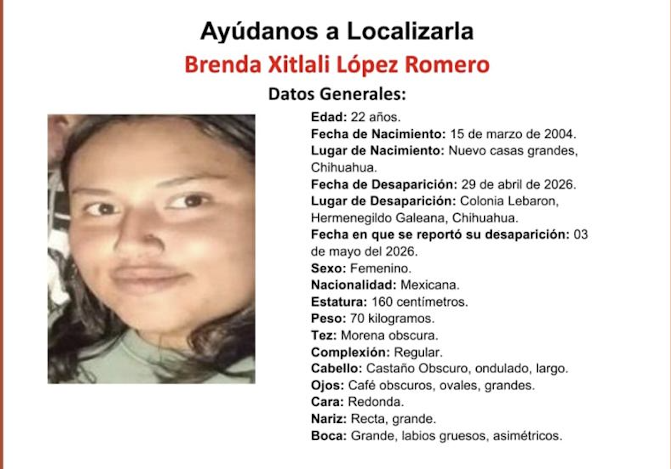 Buscan a Brenda Xitlali tras desaparecer en Galeana