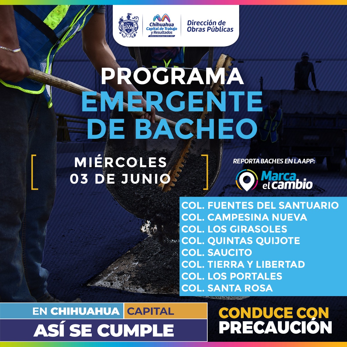 Atenderá Municipio ocho zonas con bacheo este miércoles