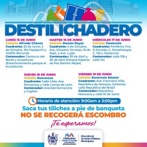 Estará Destilichadero en cinco colonias