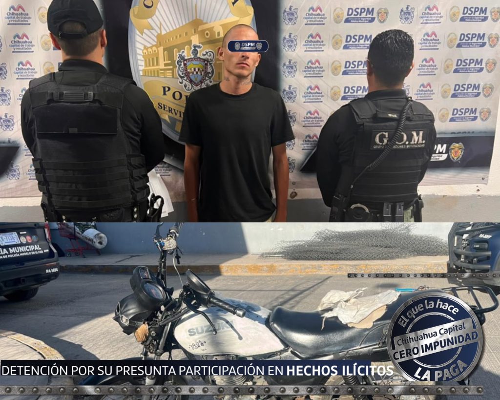 Detuvo Policía Municipal a motociclista con probable cristal