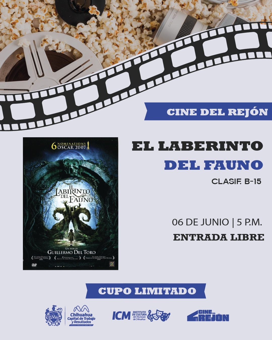 Invita ICM a las funciones gratuitas en el Cine del Rejón
