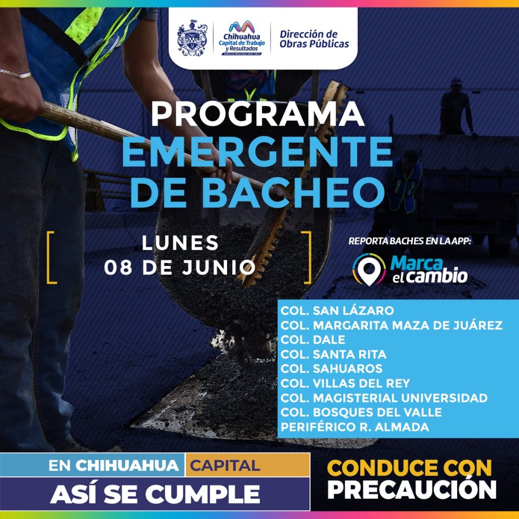 Nueve zonas tendrán bacheo este lunes