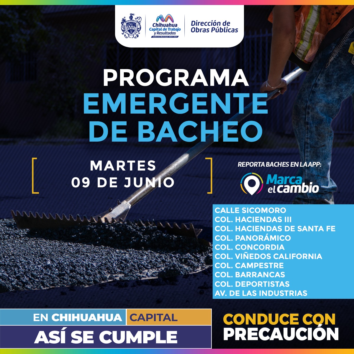 Atenderá Municipio diez zonas con bacheo hoy