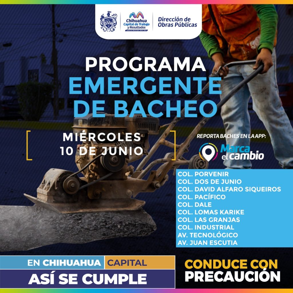 Diez zonas tendrán bacheo este miércoles 