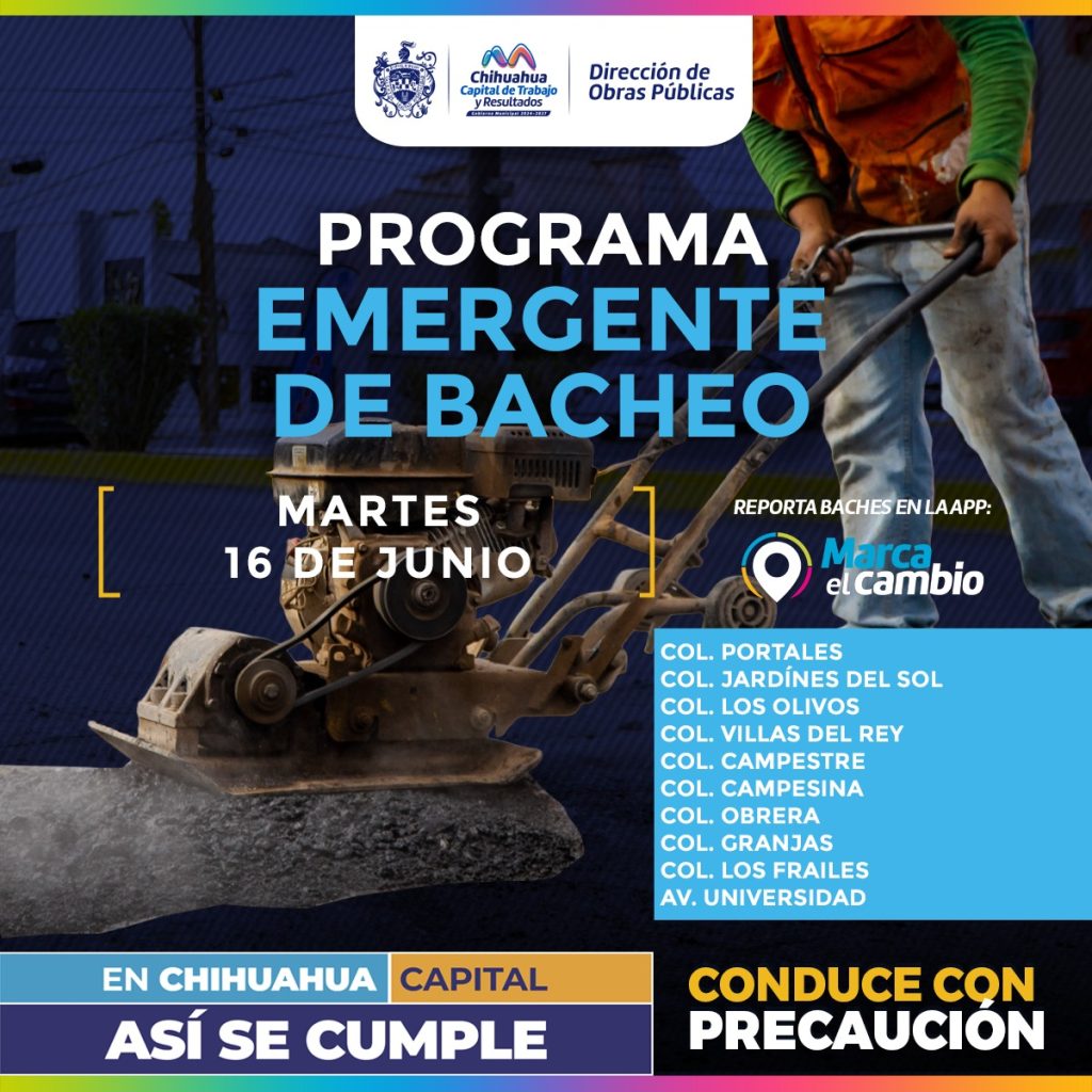 Atenderá Municipio 10 zonas con bacheo este martes