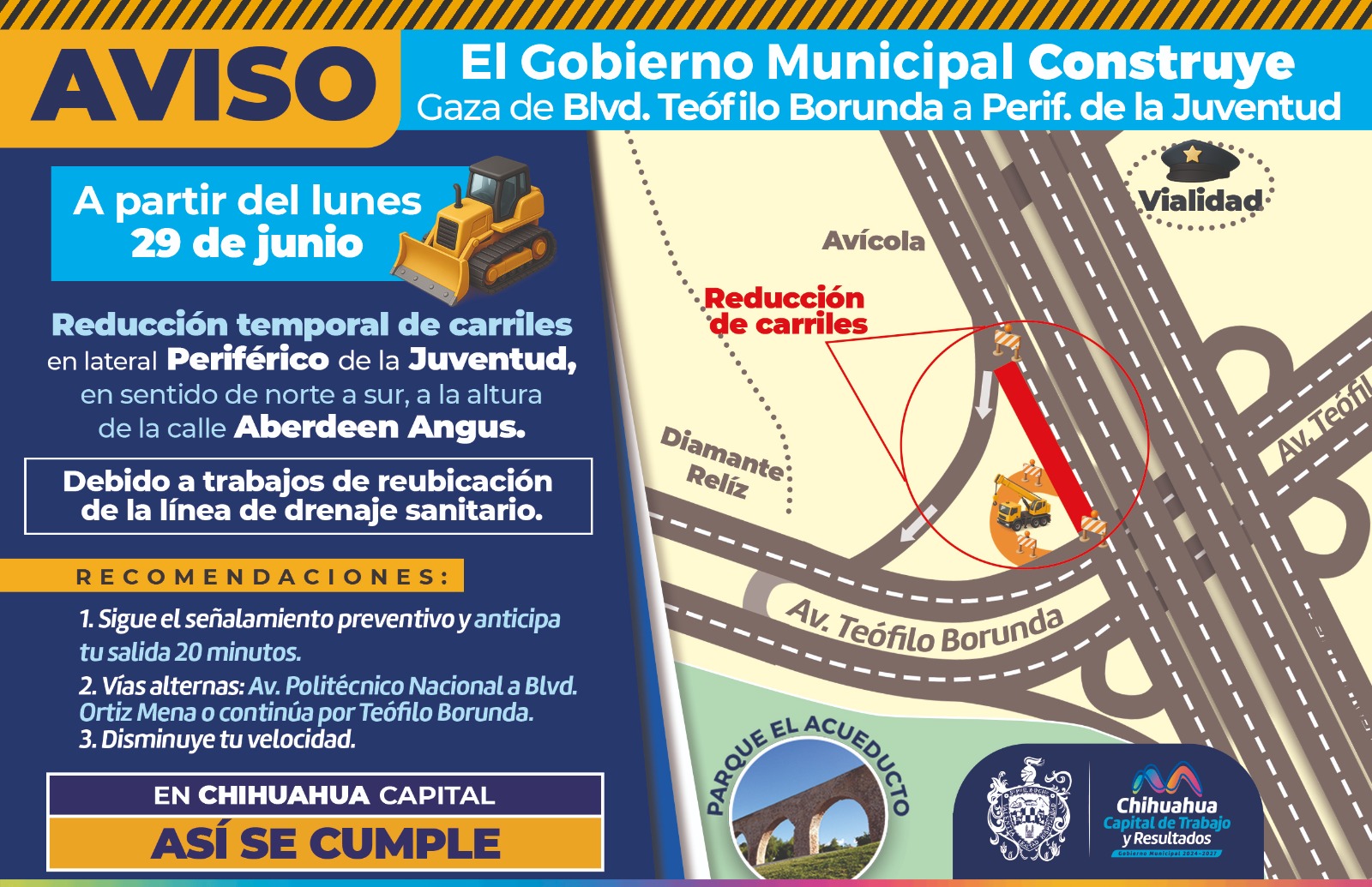 Alertan por reducción de carriles en el periférico de la Juventud