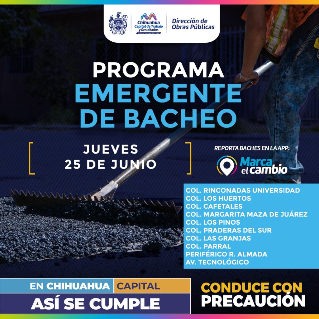 Atenderá Municipio 10 zonas con bacheo este jueves
