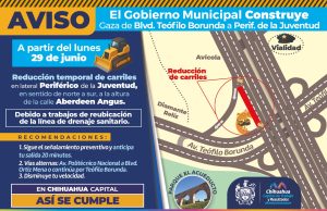 Habrá reducción de carriles en tramo de lateral del De la Juventud
