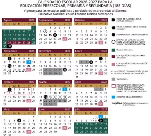 Lanza SEP calendario oficial del ciclo 2026-2027