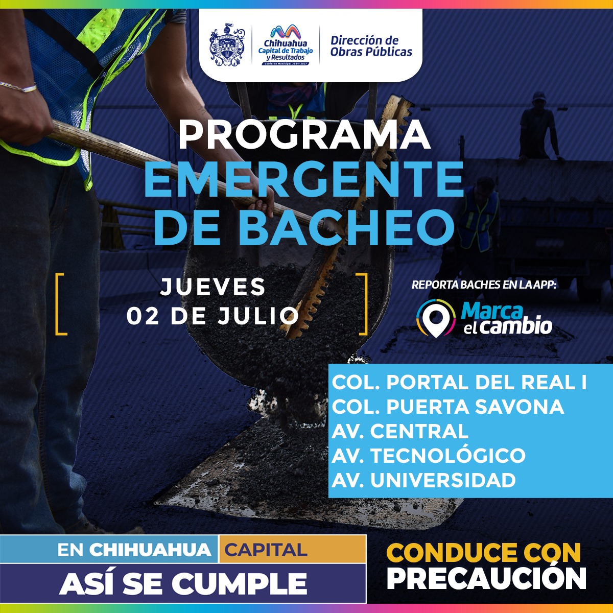 Municipio intervendrá cinco sectores con bacheo