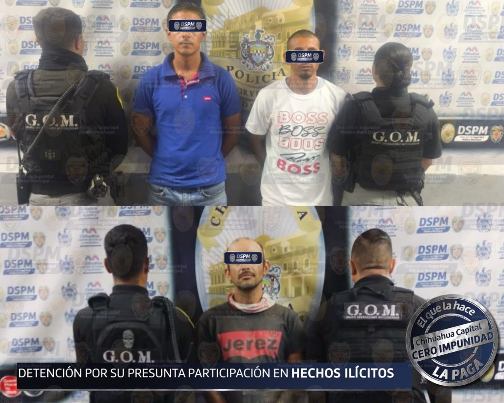 Tras patrullajes, caen 3 sujetos con porciones de droga