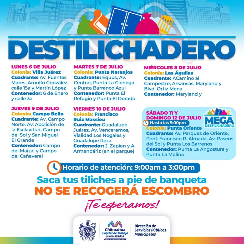 Estará Destilichadero en seis colonias del 6 al 12 de julio