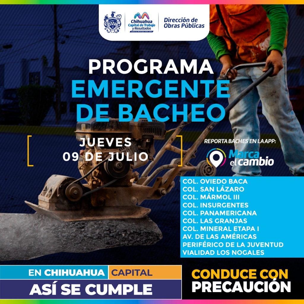Diez zonas tendrán bacheo este jueves