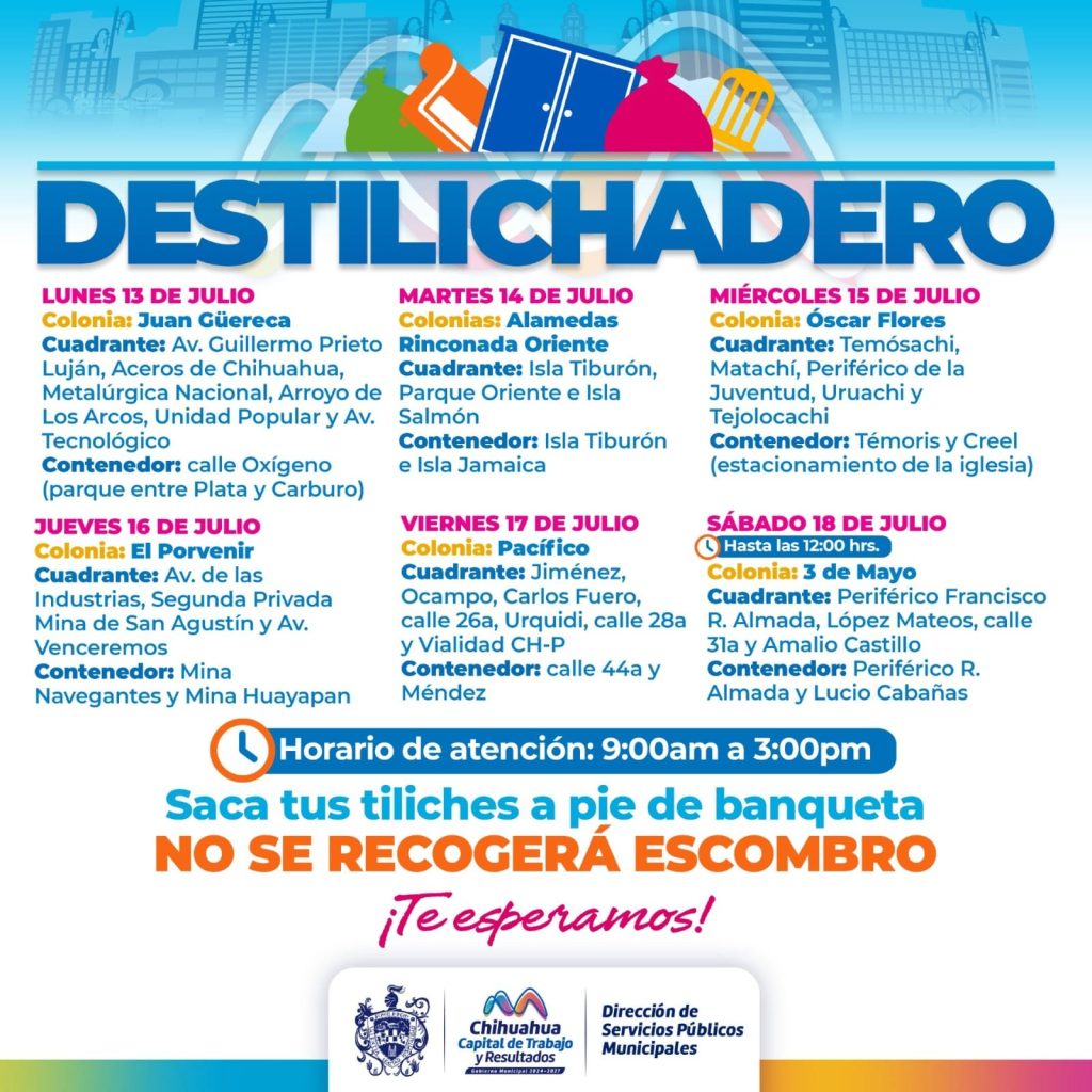Estará programa Destilichadero en 6 colonias del 13 al 18 de julio