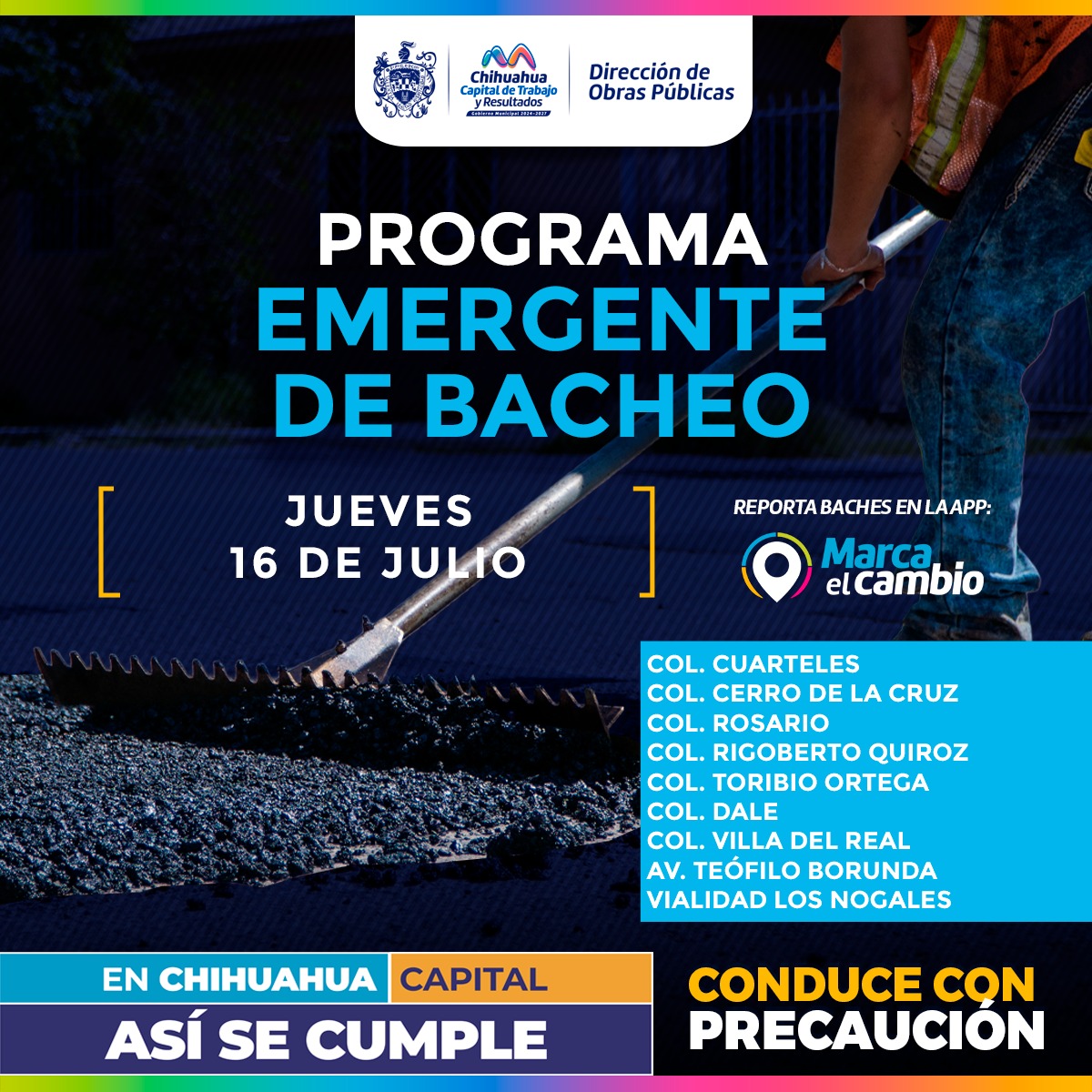 Atenderá Municipio nueve zonas con bacheo este jueves
