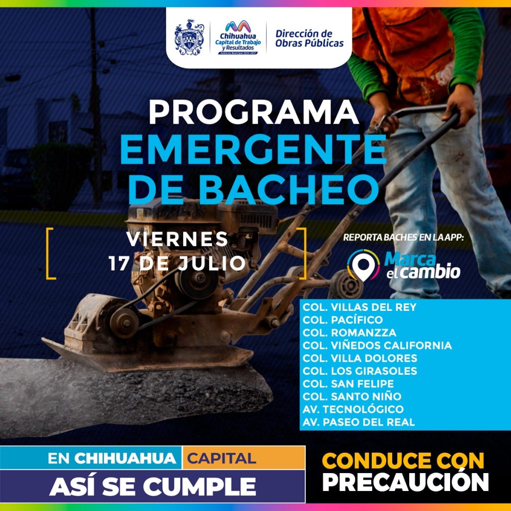 Tendrán bacheo 10 zonas este viernes