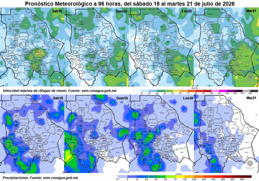 Persisten lluvias; alertan por viento y granizo