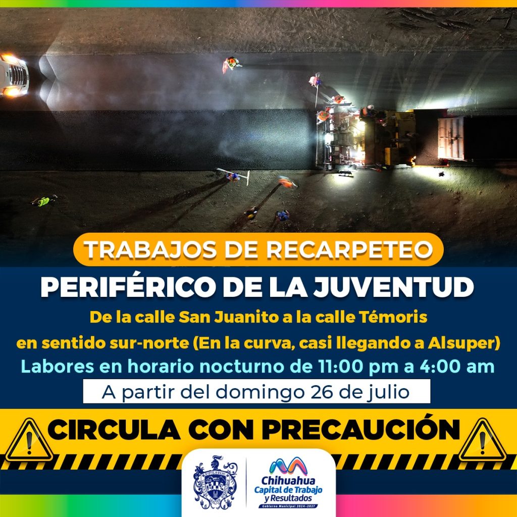 Continuarán trabajos de recarpeteo en tramo del perijuv