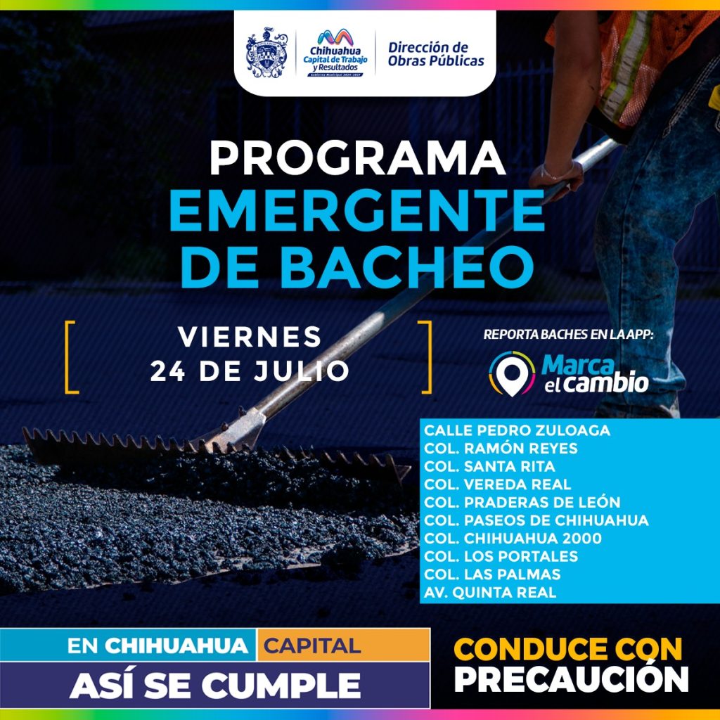 Atenderá Municipio diez zonas con bacheo este viernes
